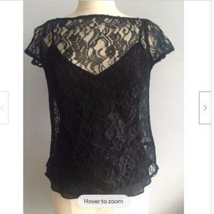NWT Lauren by Ralph Lauren Lace Short Sleeve Boat neck Top size 2P